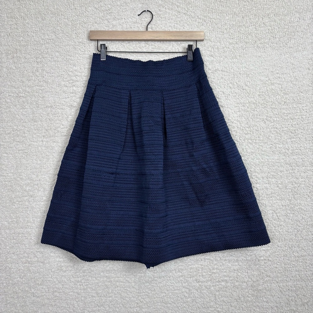 7th Avenue Skirt Womens Medium Blue Knit Pleated‎ Heavy Pull On Non Lined